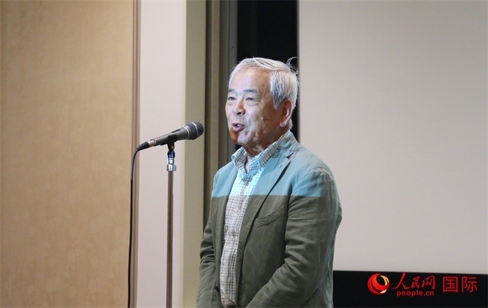 展覽名譽顧問、日本前文化廳長官青柳正規(guī)致辭。（人民網(wǎng) 許可攝）