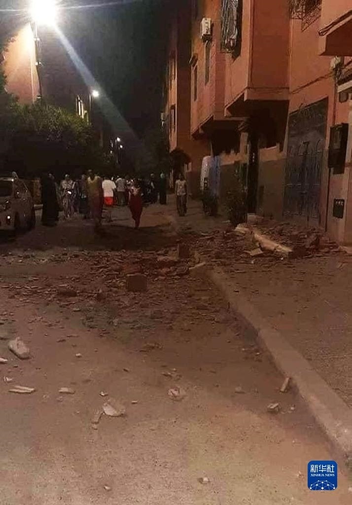 這是9月9日在摩洛哥南部城市馬拉喀什拍攝的震后景象。新華社發(fā)