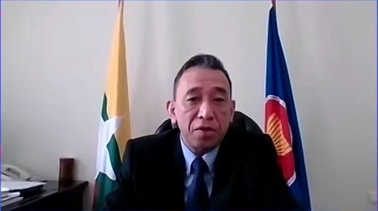 昂苗敏致辭。中國(guó)駐東盟使團(tuán)供圖