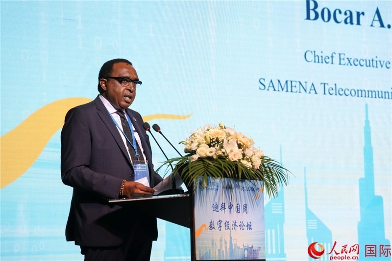 SAMENA電信協(xié)會首席執(zhí)行官博卡爾致辭。人民網(wǎng)記者任皓宇攝