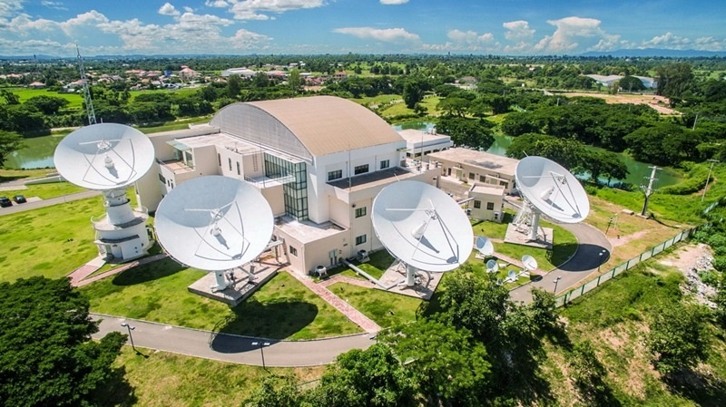 2016年8月1日拍攝的老撾首都萬(wàn)象的老撾一號(hào)通信衛(wèi)星地面站全景。