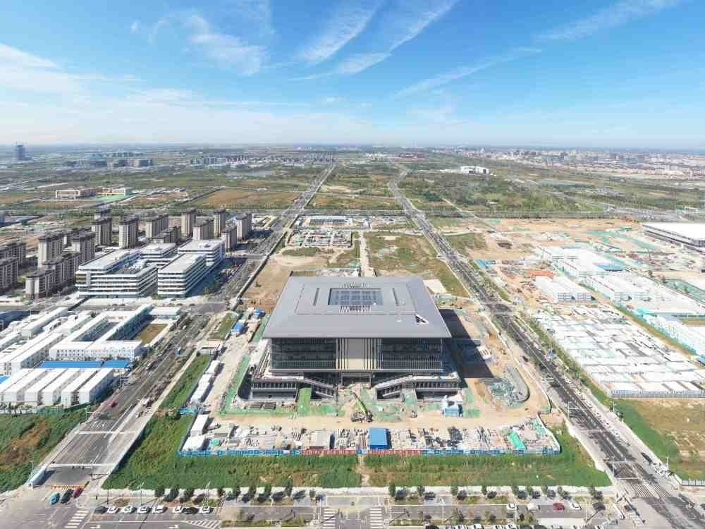 這是雄安新區(qū)大學園圖書館（2023年10月1日攝，無人機照片）。新華社記者 朱旭東 攝