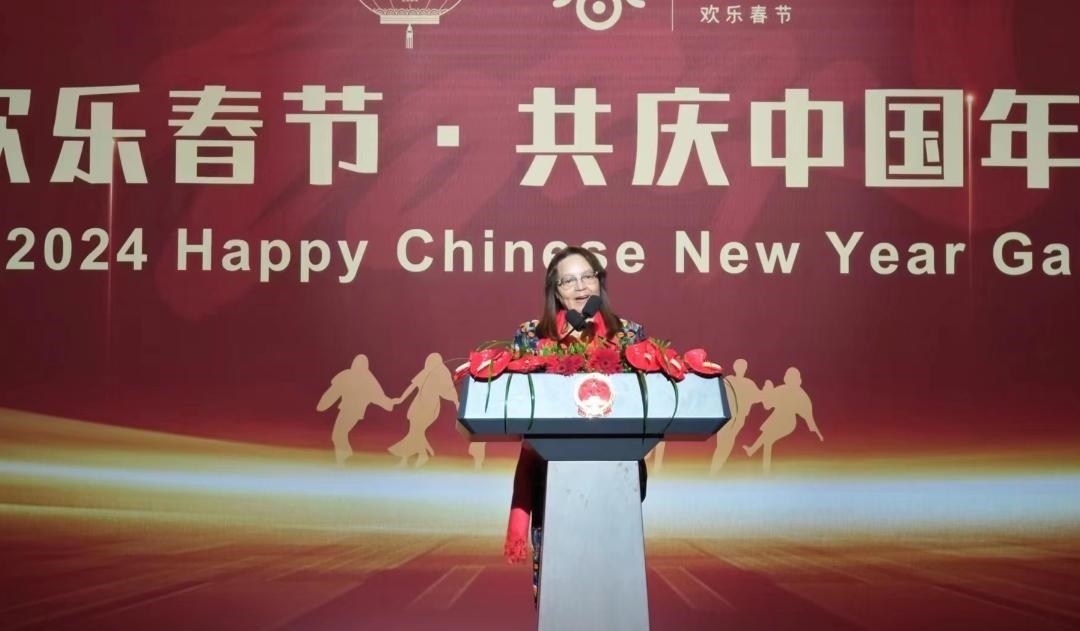 南非旅游部長德利萊女士致辭。中國駐南非大使館供圖