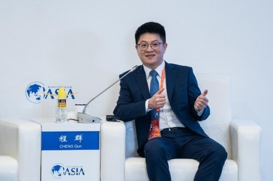 3月27日，猿輔導(dǎo)集團副總裁、人工智能研究院院長程群在分論壇上發(fā)言。新華社記者 曹夢瑤 攝