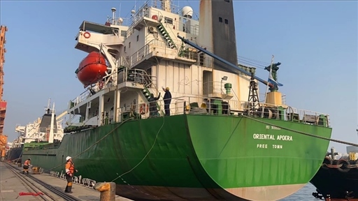 中蘇海運(yùn)直航貨輪靠泊蘇里南碼頭。中國(guó)駐蘇里南大使館供圖