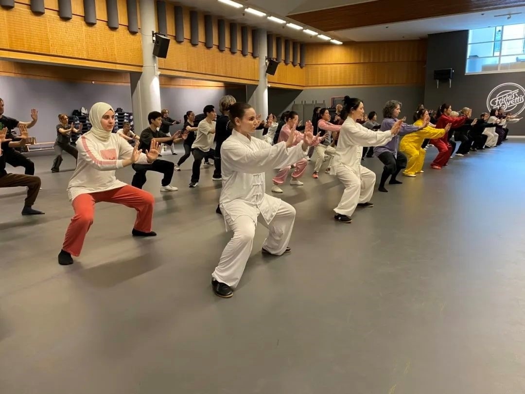 培訓(xùn)班學(xué)員學(xué)習(xí)太極拳。斯德哥爾摩中國(guó)文化中心供圖