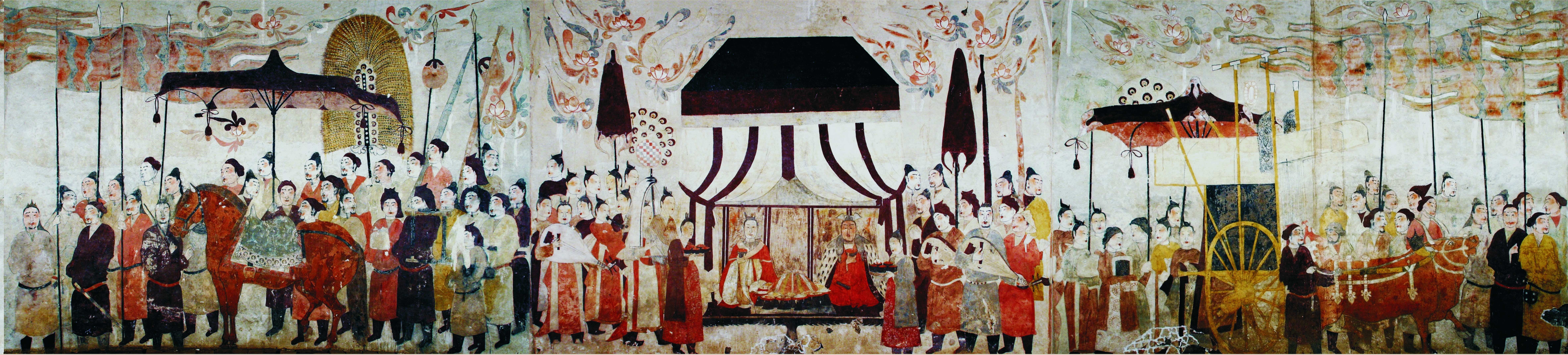 這是徐顯秀墓室壁畫展開圖。太原北齊壁畫博物館供圖