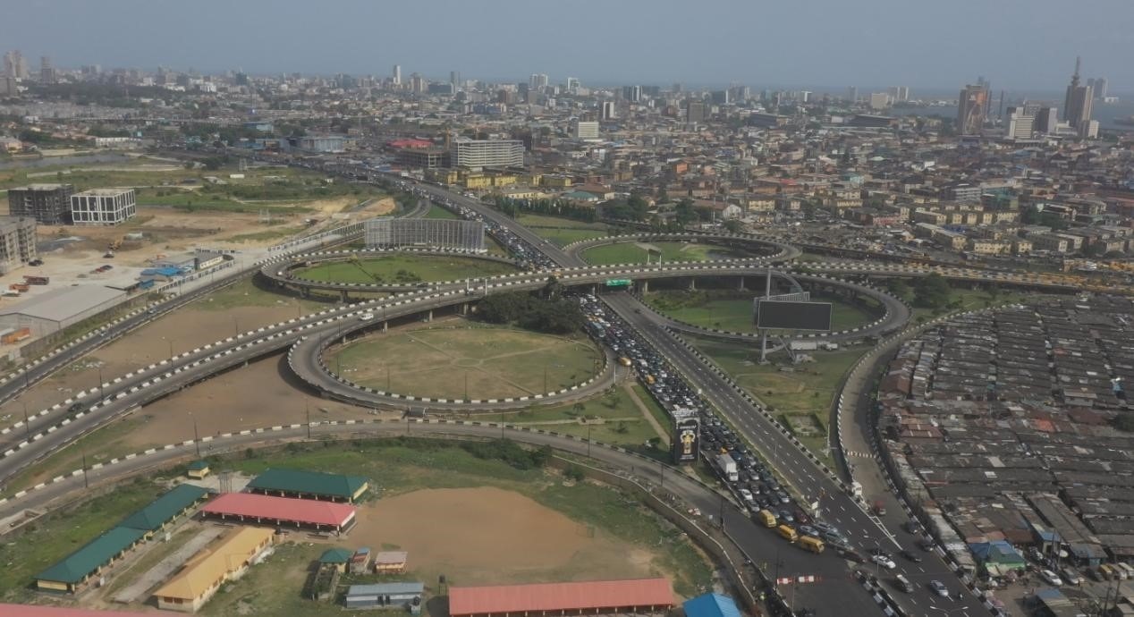 新修復的尼日利亞拉各斯三號橋鳥瞰圖。中國土木尼日利亞有限公司供圖