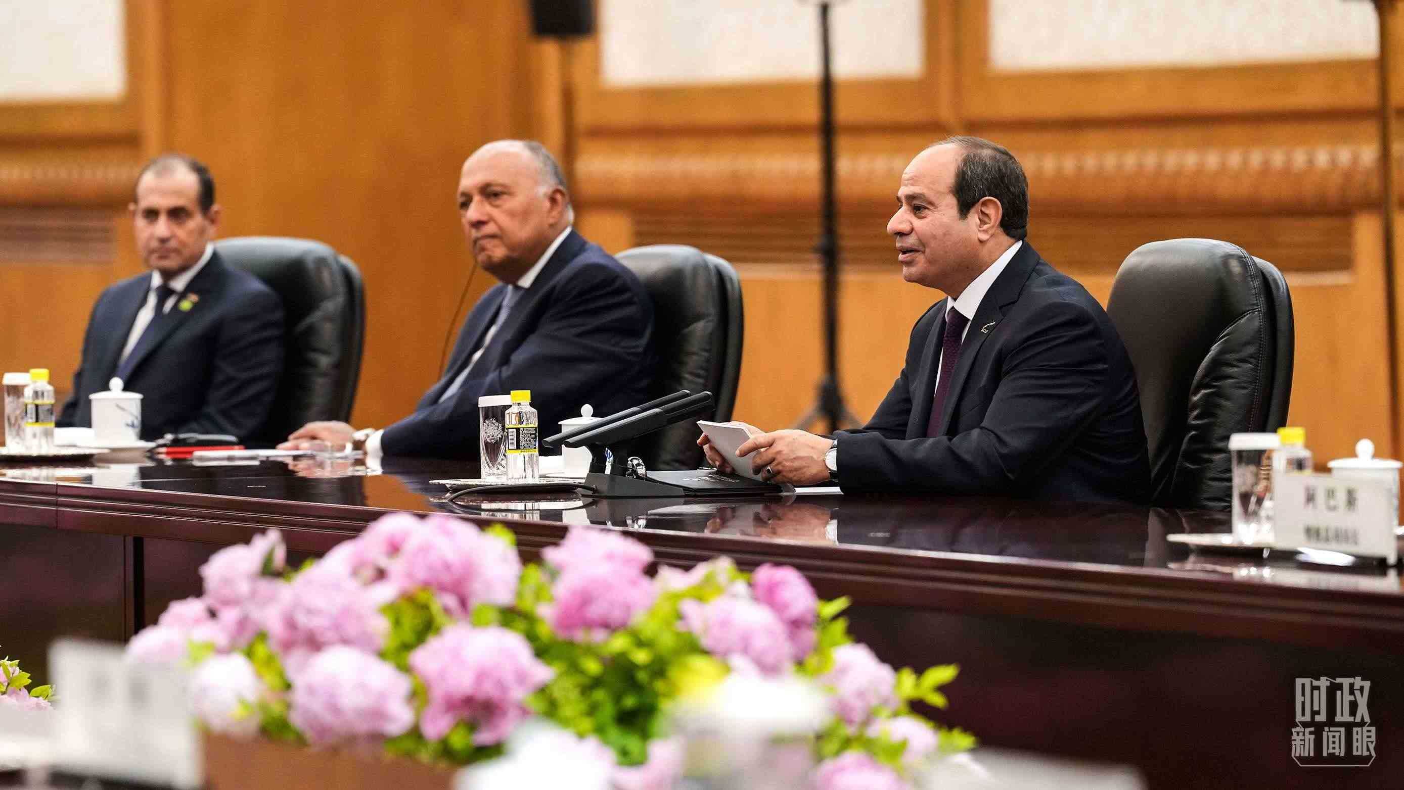 △會(huì)談中的塞西總統(tǒng)。（總臺(tái)國廣記者李晉拍攝）