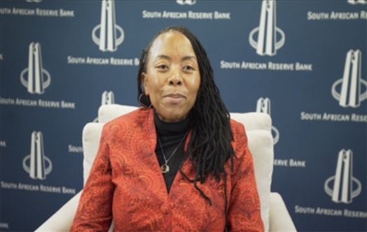 南非儲備銀行副行長、審慎監(jiān)管局首席執(zhí)行官芬迪?查齊巴納視頻發(fā)言。（中國建設(shè)銀行約翰內(nèi)斯堡分行供圖）