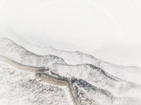 朱銳拍攝的長城雪景。（受訪者供圖）