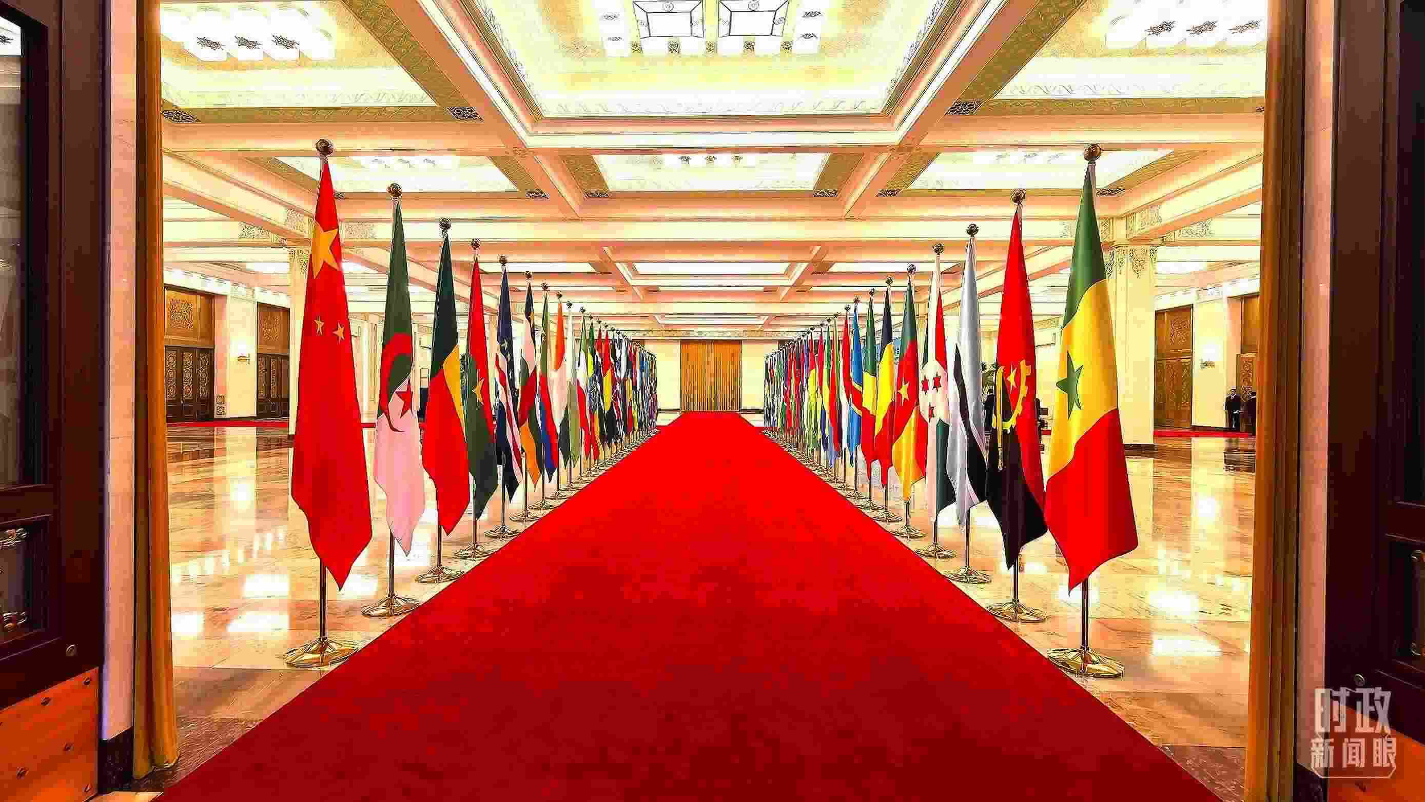  △人民大會堂內(nèi)的旗陣。（總臺央視記者馬超拍攝）