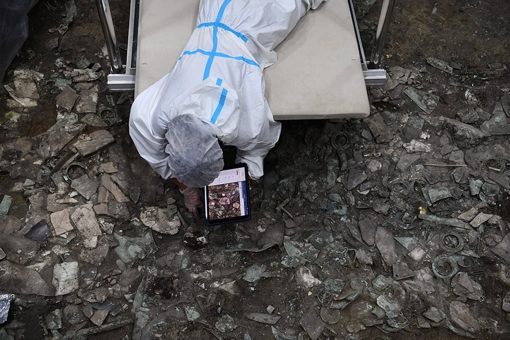 2022年6月28日，四川德陽(yáng)，三星堆7號(hào)祭祀坑發(fā)掘現(xiàn)場(chǎng)。