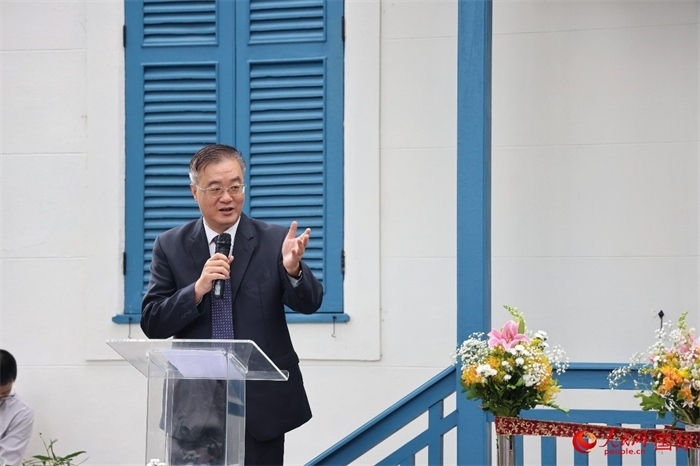 中國(guó)駐巴西大使祝青橋在開(kāi)園儀式上發(fā)表致辭。人民網(wǎng)記者 張志文攝