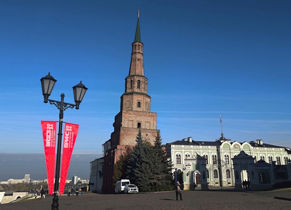 這是2024年10月20日拍攝的俄羅斯喀山克里姆林宮一景。新華社記者 丁海濤 攝