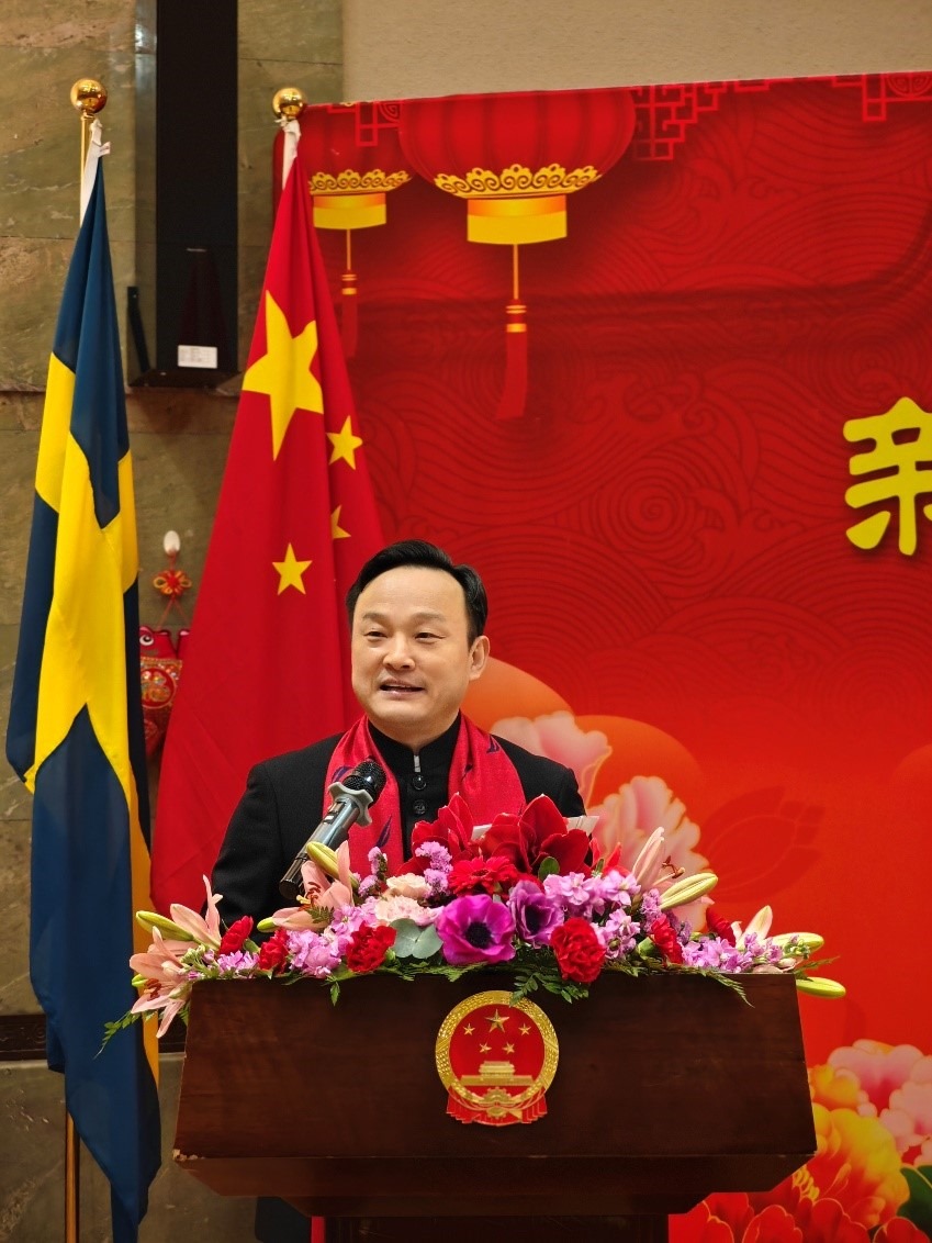 中國駐哥德堡總領(lǐng)事楊培棟致辭。中國駐哥德堡總領(lǐng)館供圖