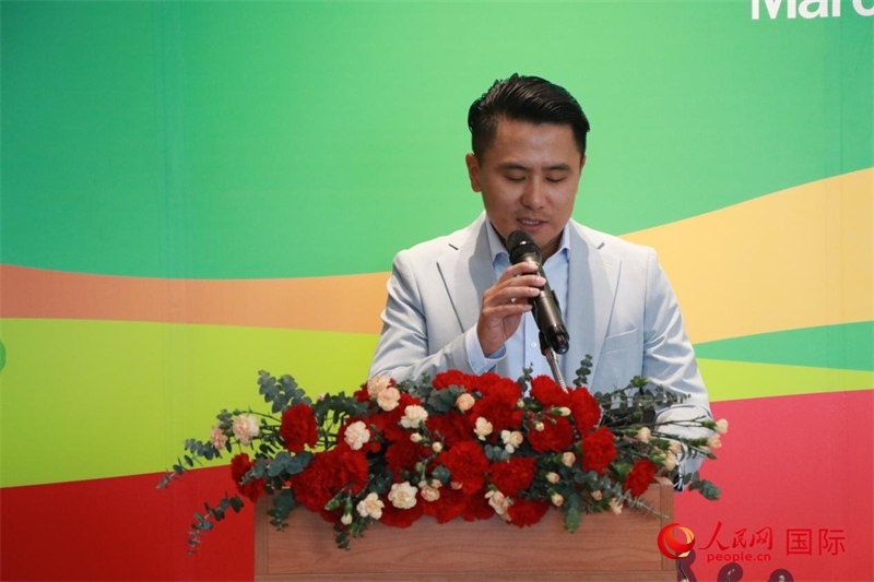 泰國華人青年商會會長刁刻佳發(fā)表講話。朱瀟逸攝