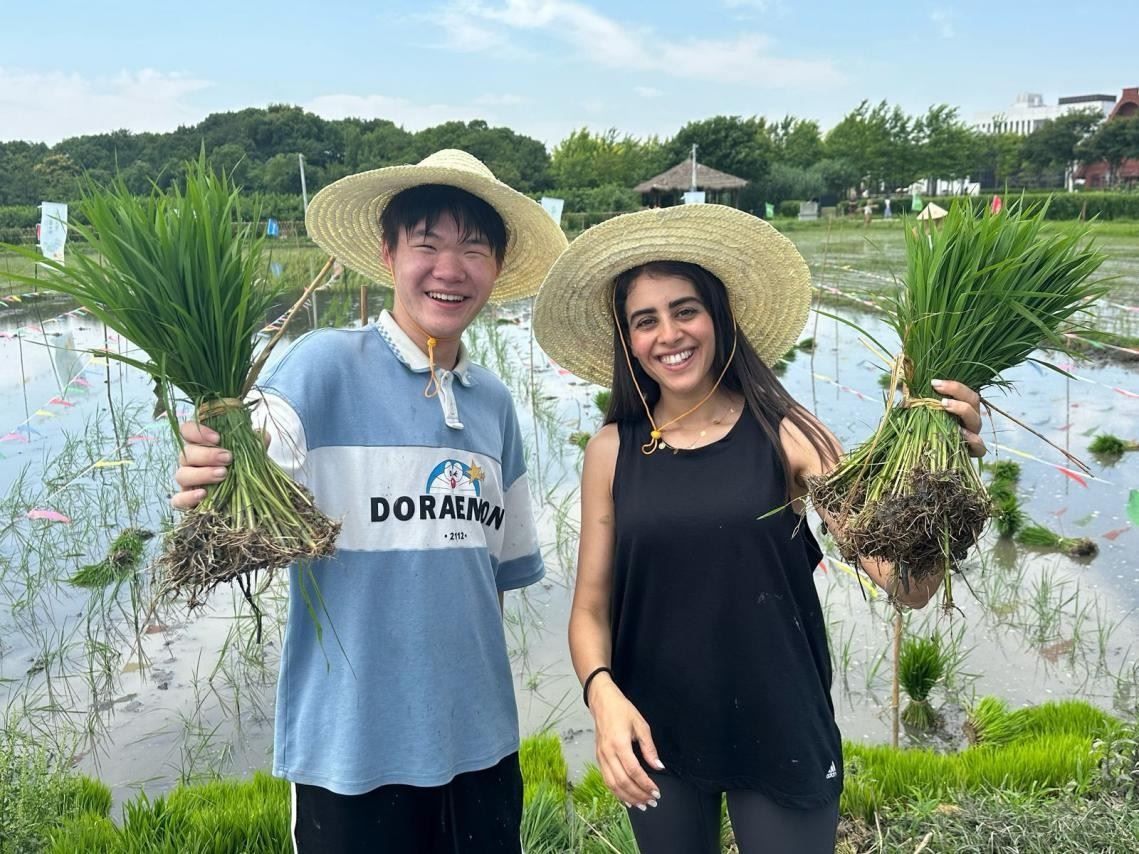 卡友琪在插秧。受訪者供圖