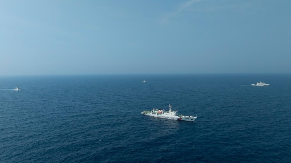 4月22日，中越海警艦艇編隊在北部灣海域開展聯(lián)合巡邏。（中國海警供圖）